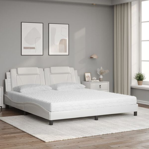 vidaXL Lit Viana avec matelas blanc 180x200 cm similicuir