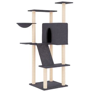 vidaXL Arbre &agrave; chat avec griffoirs en sisal gris fonc&eacute; 143 cm