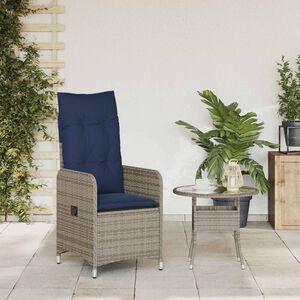 vidaXL Chaise de jardin inclinable avec coussins en r&eacute;sine tress&eacute;e grise