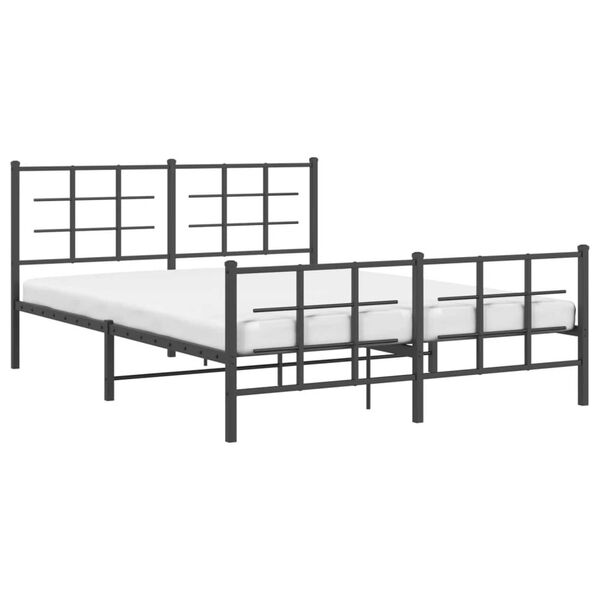 vidaXL Cadre de lit m&eacute;tal sans matelas avec pied de lit noir 160x200cm