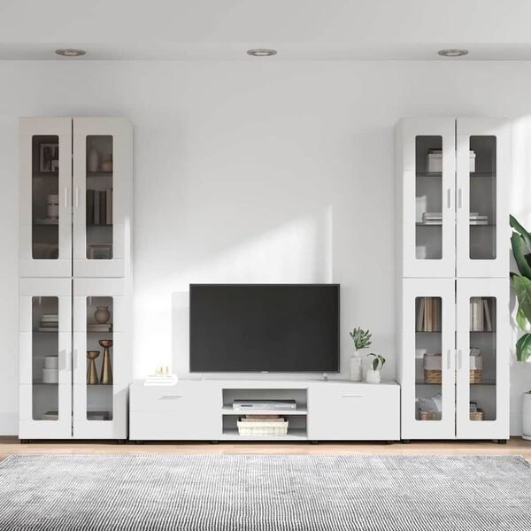 vidaXL Ensemble meuble TV FLORIN Blanc brillant Bois d'ing&eacute;nierie