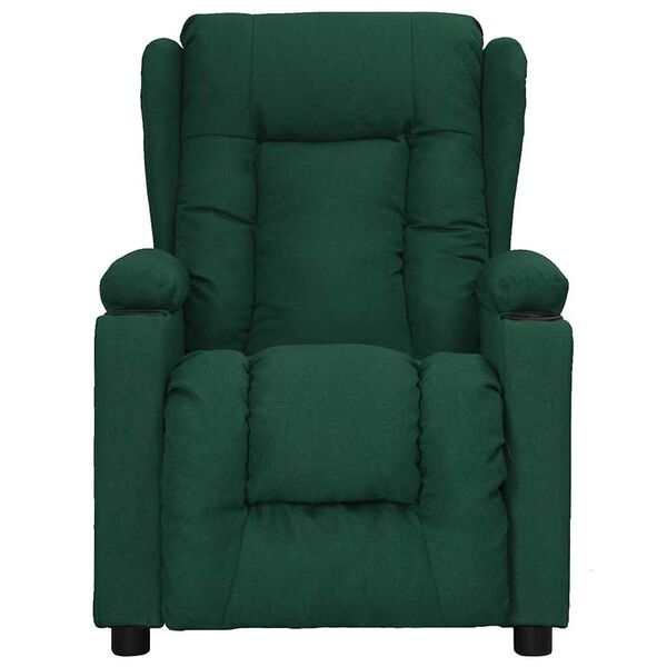 vidaXL Fauteuil &eacute;lectrique de massage Vert fonc&eacute; Tissu