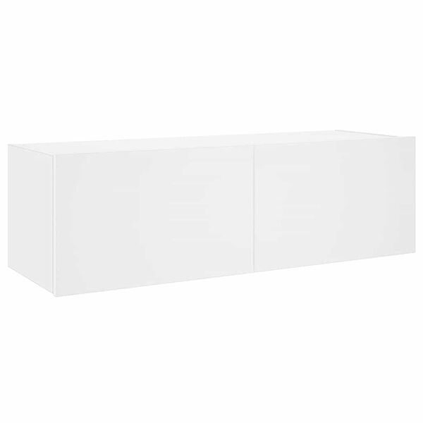 vidaXL Meuble TV mural avec lumi&egrave;res LED blanc 100x35x31 cm