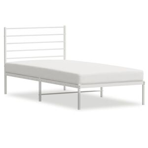 vidaXL Cadre de lit m&eacute;tal sans matelas avec t&ecirc;te de lit blanc 80x200cm