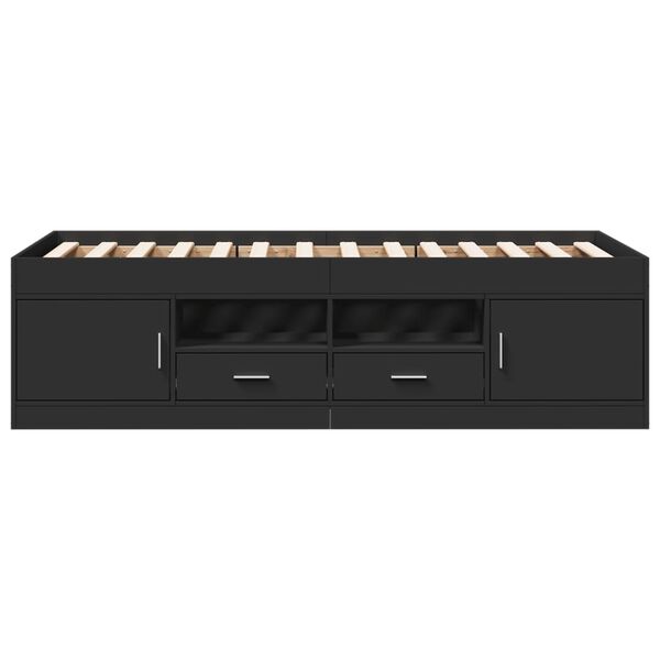 vidaXL Lit de jour avec tiroirs sans matelas noir 100x200 cm