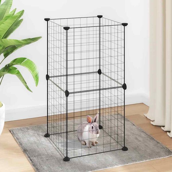 vidaXL Cage animaux de compagnie à 8 panneaux Noir 35x35 cm Acier