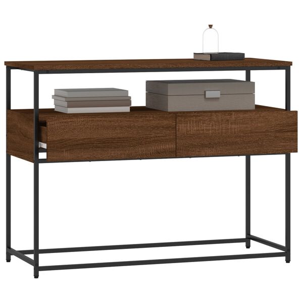 vidaXL Table console ch&ecirc;ne marron 100x40x75 cm bois d'ing&eacute;nierie