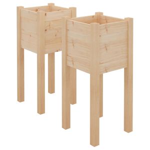 vidaXL Jardini&egrave;res d'ext&eacute;rieur 2 pcs 31x31x70 cm bois de pin massif
