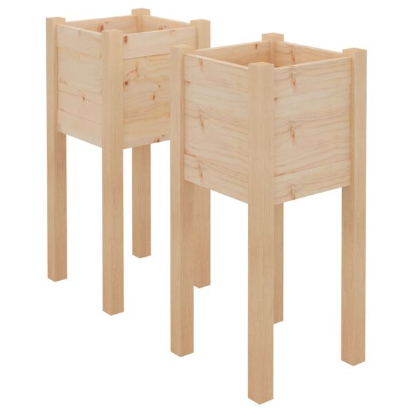 vidaXL Jardinières d'extérieur 2 pcs 31x31x70 cm bois de pin massif