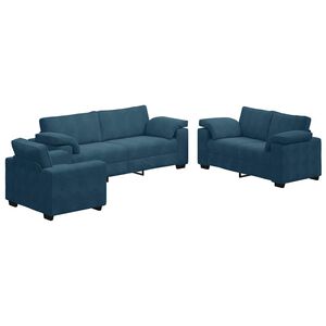 vidaXL Ensemble de canap&eacute;s 3 pcs avec coussins Bleu Velours