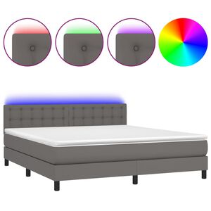 vidaXL Sommier &agrave; lattes de lit avec matelas et LED Gris 160x200 cm