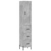 vidaXL Buffet haut Gris b&eacute;ton 34,5x34x180 cm Bois d'ing&eacute;nierie