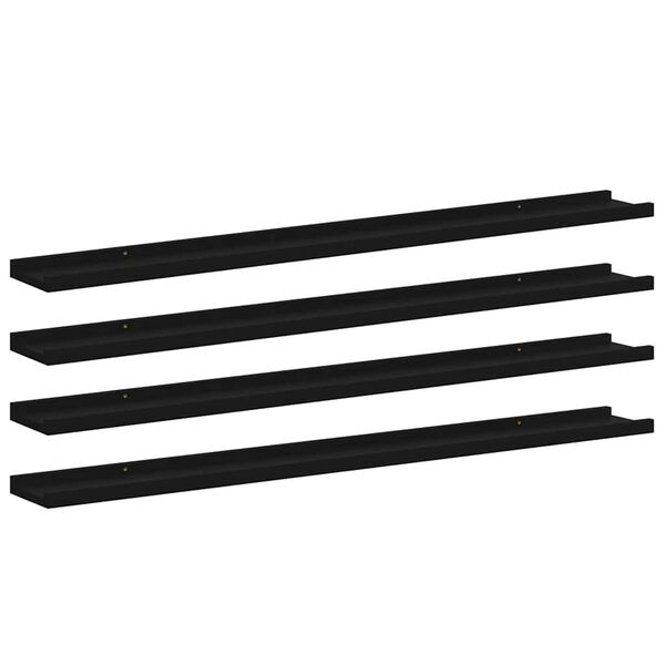 vidaXL &Eacute;tag&egrave;res murales 4 pcs Noir 100x9x3 cm