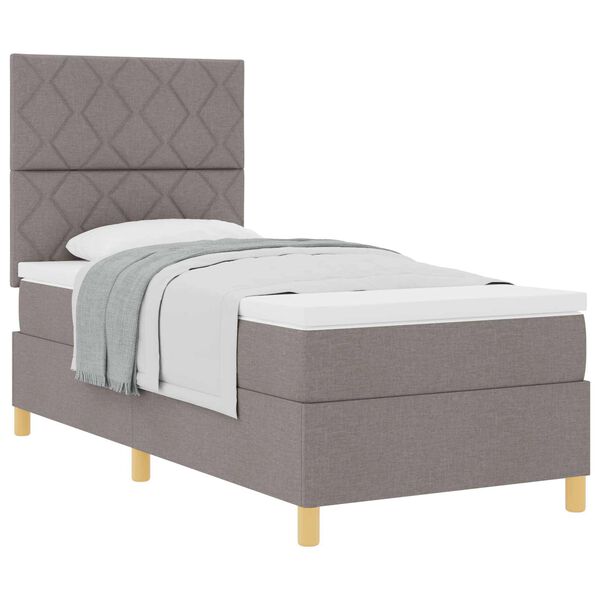 vidaXL Lit &agrave; ressorts avec matelas Taupe 90 x 190 cm tissu