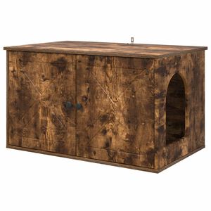 vidaXL Maison pour chat Ch&ecirc;ne fum&eacute; 85 x 55 x 50,5 cm Bois d'ing&eacute;nierie