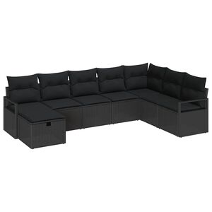vidaXL Ensemble de Canap&eacute;s 8 pc 8-Nombre de places Noir polyrotin