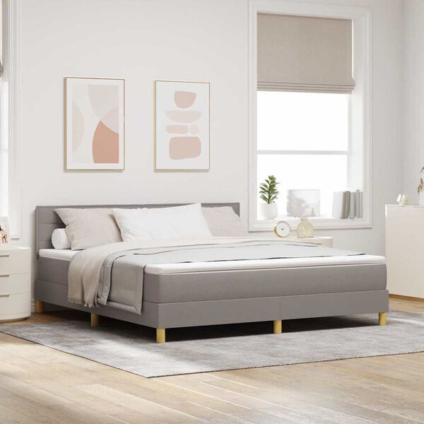 vidaXL Lit &agrave; ressorts avec matelas Taupe 180 x 200 cm tissu