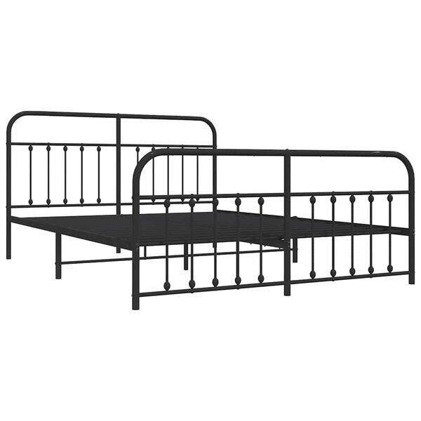 vidaXL Cadre de lit m&eacute;tal sans matelas avec pied de lit noir 183x213cm