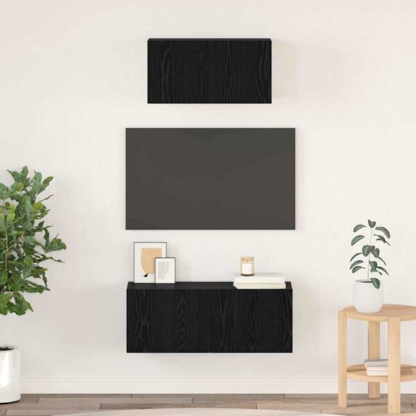 vidaXL Ensemble meuble TV 2 pcs Ch&ecirc;ne noir Bois d'ing&eacute;nierie