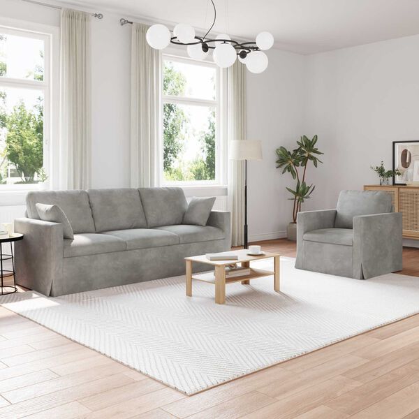 vidaXL Canap&eacute; 2 pcs Gris clair 198 x 78 x 80 cm Velours