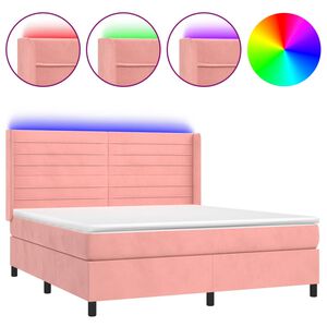 vidaXL Sommier &agrave; lattes de lit matelas et LED Rose 180x200 cm Velours