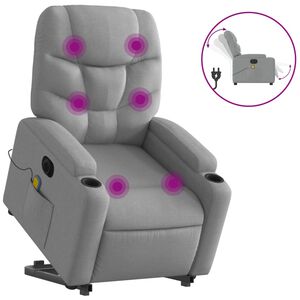 vidaXL Fauteuil inclinable de massage &eacute;lectrique Gris clair Tissu