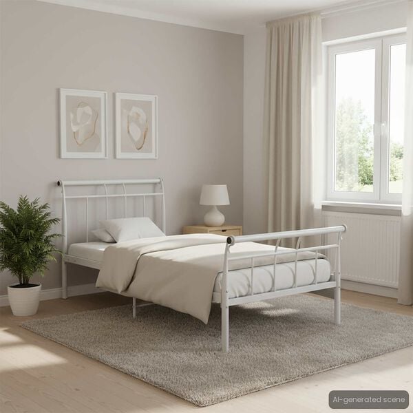 vidaXL Cadre de lit sans matelas blanc métal 100x200 cm