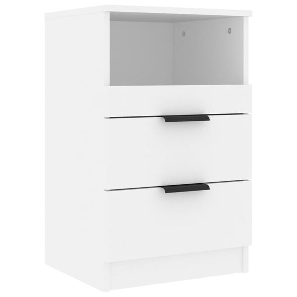 vidaXL Tables de chevet 2 pcs Blanc Bois d'ingénierie