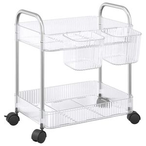 vidaXL Chariot de rangement &agrave; 2 niveaux transparent acrylique