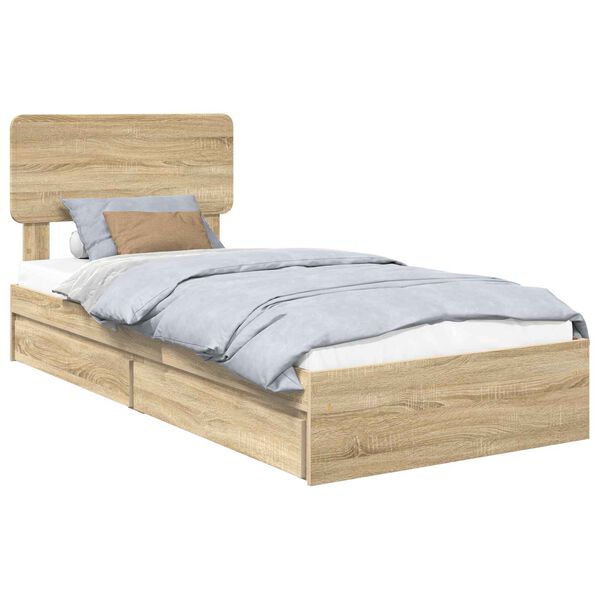 vidaXL Lit de Rangement Ch&ecirc;ne Sonoma 100 x 200 cm Bois d'ing&eacute;nierie