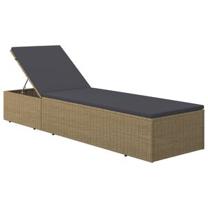 vidaXL Chaise longue R&eacute;sine tress&eacute;e Marron et gris fonc&eacute;