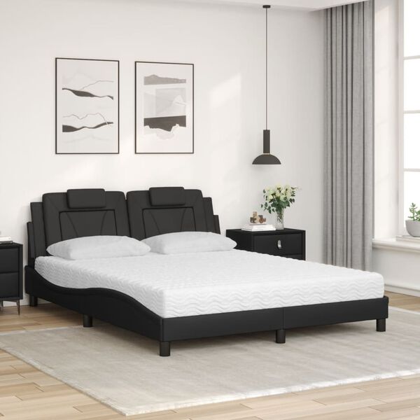 vidaXL Lit Viana avec matelas noir 160x200 cm similicuir
