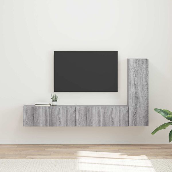 vidaXL Ensemble meuble TV 3 pcs Gris Sonoma Bois d'ing&eacute;nierie