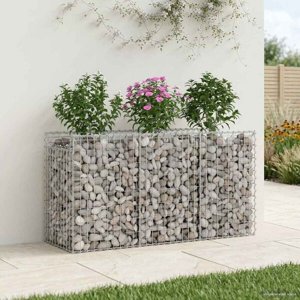 vidaXL Lit sur&eacute;lev&eacute; gabion Argent&eacute; 150 x 50 x 80 cm Acier galvanis&eacute;
