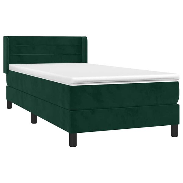 vidaXL Sommier &agrave; lattes de lit et matelas Vert fonc&eacute; 80x200 cm Velours