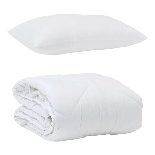 vidaXL Duvet d'été simple avec oreiller 2 pcs Blanc Microfibre