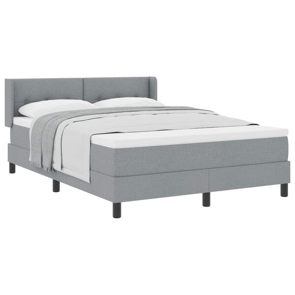 vidaXL Lit &agrave; ressorts avec matelas Gris clair 190 x 140 cm Polyester