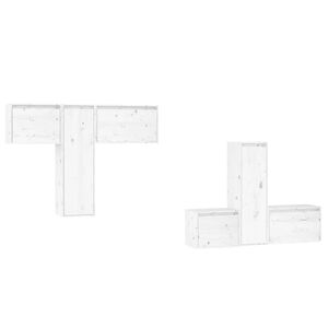 vidaXL Meubles TV 6 pcs Blanc Bois massif de pin