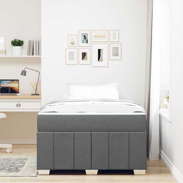 vidaXL Cadre de lit avec matelas Gris fonc&eacute; 120 x 200 cm tissu