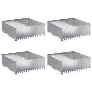 vidaXL Bordure de Pelouse 4 pcs 100 x 100 x 35 cm Acier Argent&eacute;