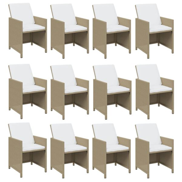 vidaXL Ensemble &agrave; manger de jardin coussins 13pcs R&eacute;sine tress&eacute;e Beige
