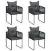 vidaXL Chaises d'ext&eacute;rieur lot de 4 avec oreillers R&eacute;sine tress&eacute;e Noir