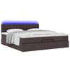 vidaXL Lit ottoman avec matelas et LED Marron fonc&eacute; 180x200 cm tissu