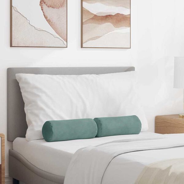 vidaXL Coussins d'accent 2 pcs Vert Mer &Oslash; 15 x 40 cm