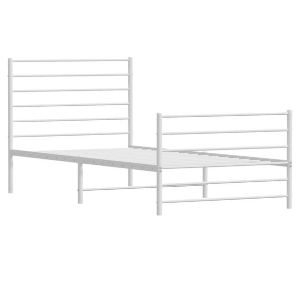 vidaXL Cadre de lit métal sans matelas avec pied de lit blanc 75x190cm