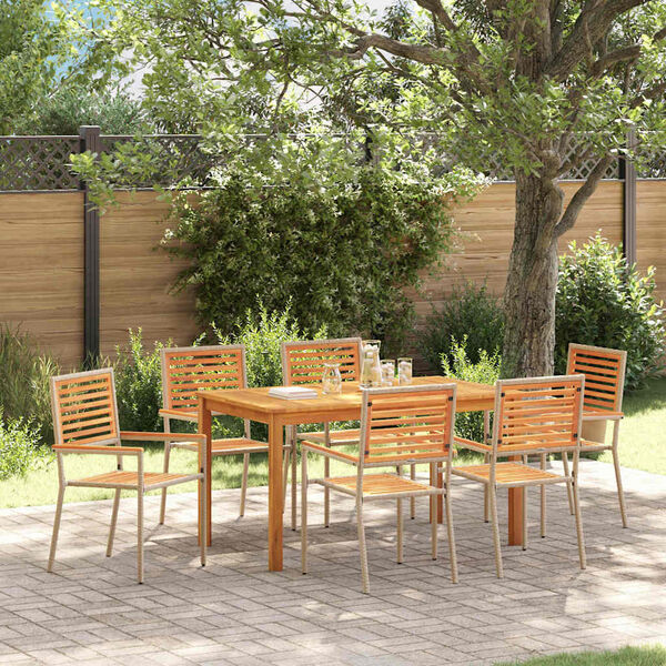vidaXL Ensemble de salle &agrave; manger pour jardin 7 pcs Beige