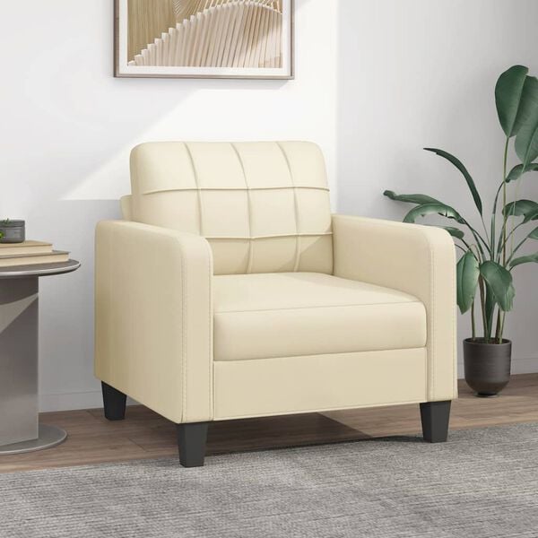 vidaXL Fauteuil Crème 60 cm Similicuir