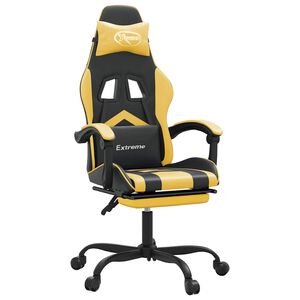 vidaXL Chaise de jeu pivotante et repose-pied Noir et dor&eacute; Similicuir