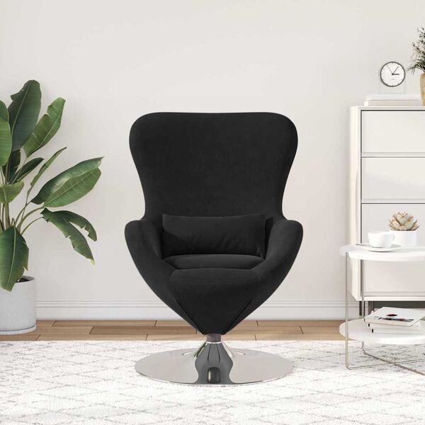 vidaXL Fauteuil &oelig;uf Noir Velours