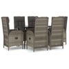vidaXL Ensemble &agrave; manger jardin et coussins 7 pcs Noir et gris Rotin